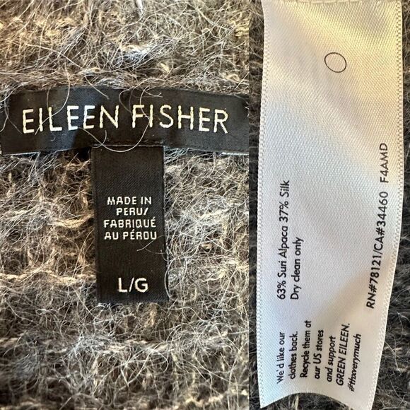 Eileen Fisher Suri alpaca silk mesh hooded Vest Cardigan Duster Size L - Picture 12 of 15